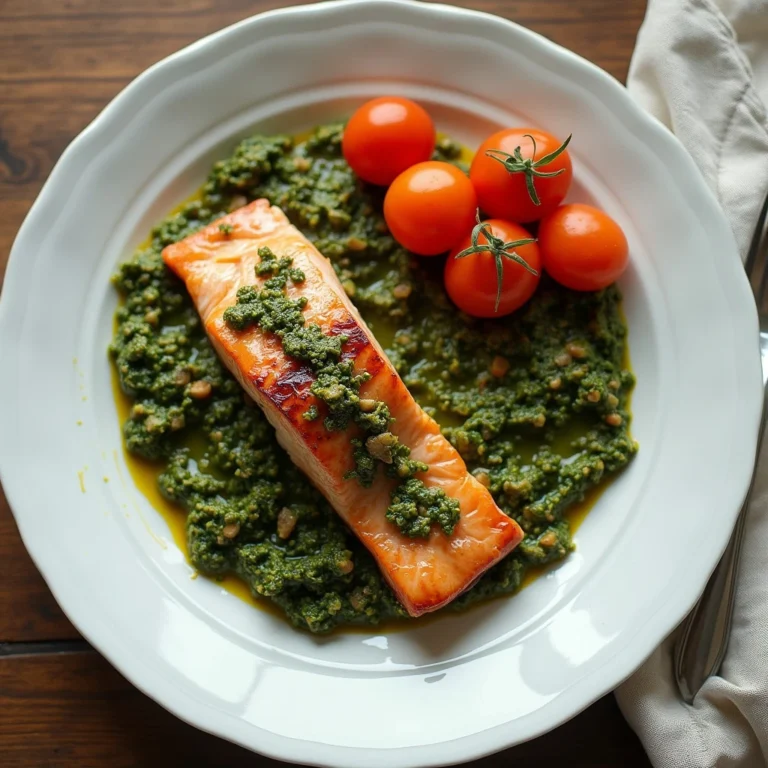 Broiled Salmon with Pesto