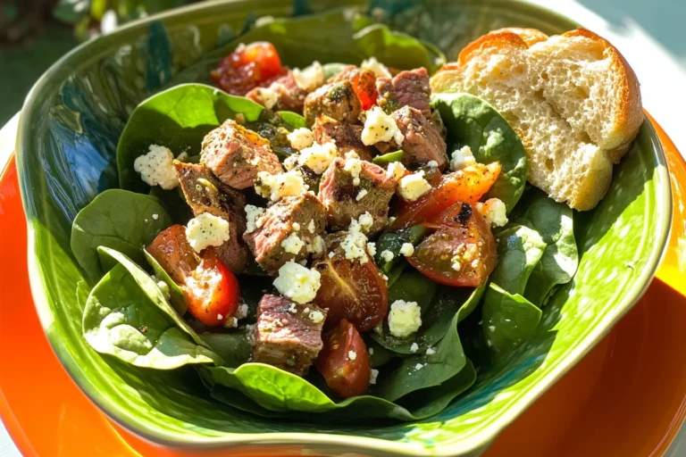 Flat Iron Steak and Spinach Salad