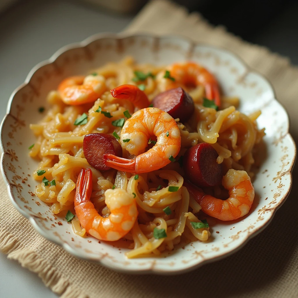 Fried Cabbage with Shrimp & Sausage