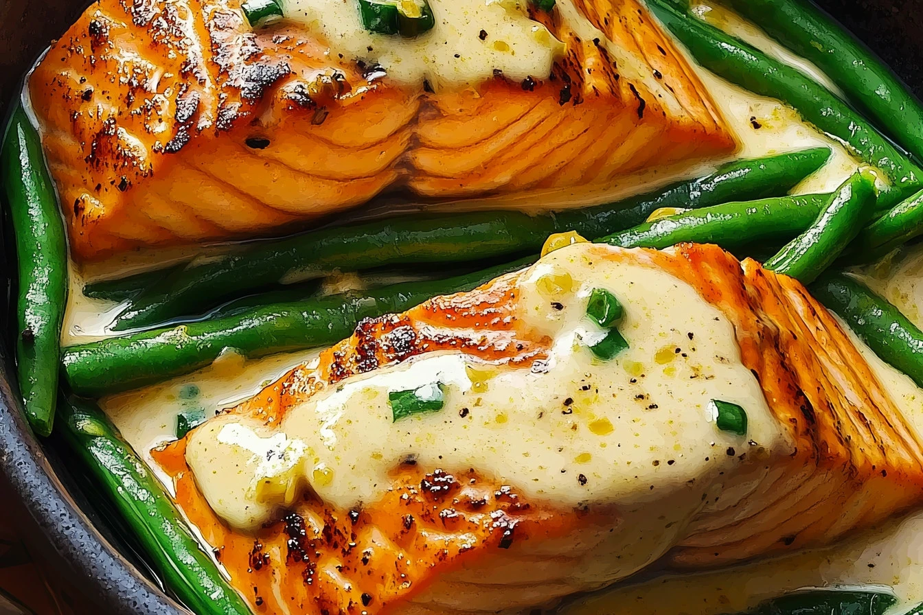 Garlic Butter Salmon Bowls with Green Beans