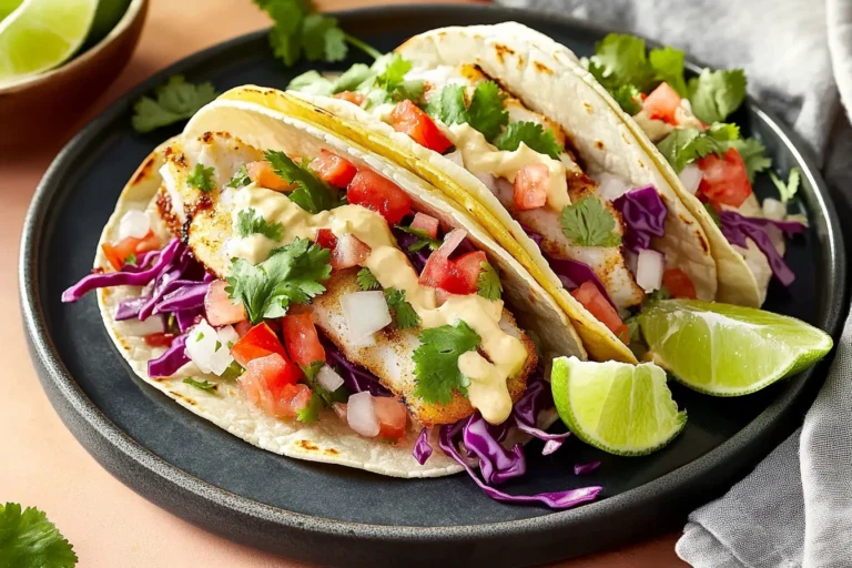 Grilled Fish Tacos with Chipotle-Lime Dressing