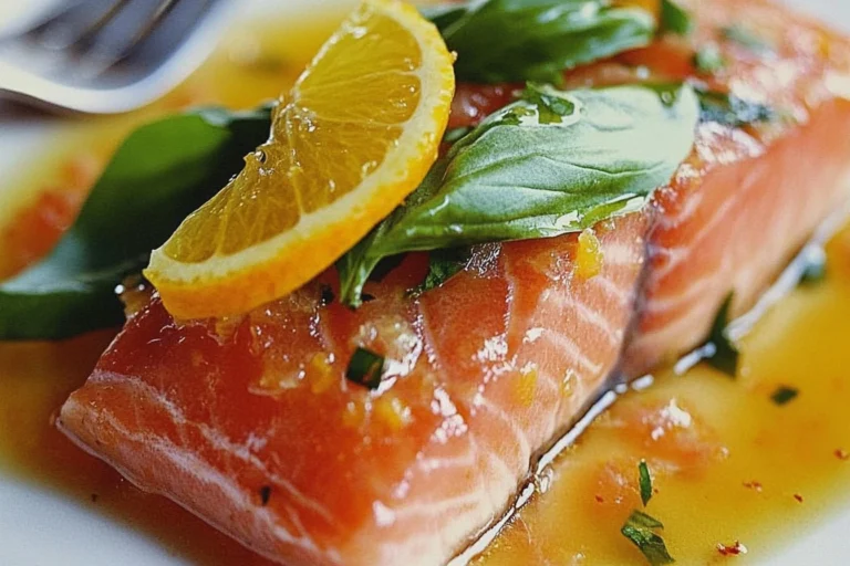 Roasted Salmon with Shallot Grapefruit Sauce